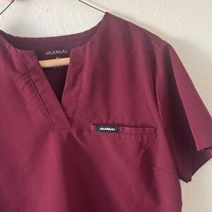 Jaanuu Wine V-Neck Scrub Top
